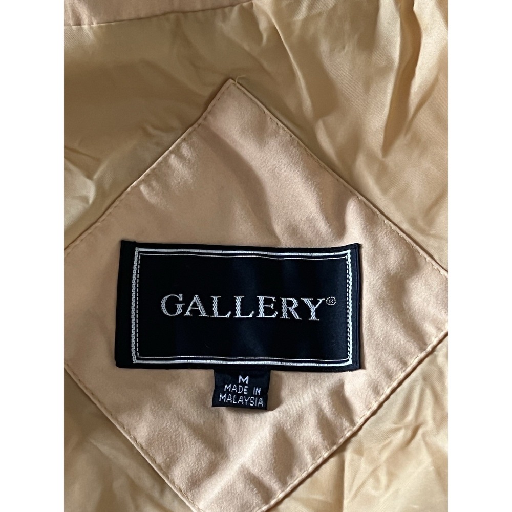 Vtg 80's Gallery‎ Butter Yellow M Coat Cinch Waist Shoulder Pads Hooded Tassles - Picture 6 of 9